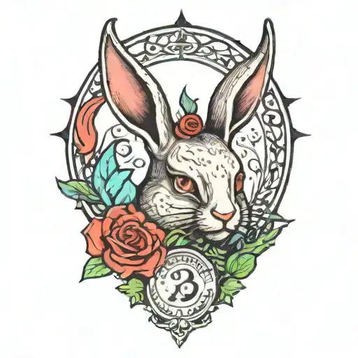 Satanic Bunny With Horns And Date 04-14-24