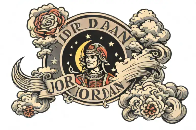 Name Jordan With Clouds And Moon Surrounded