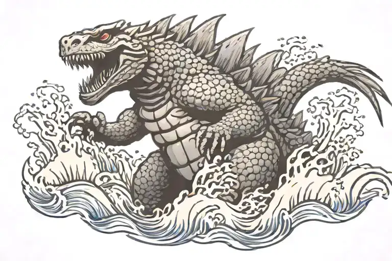 Godzilla Breaching The Water