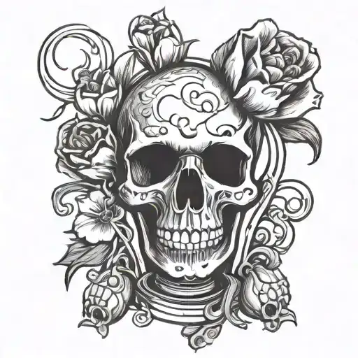 Skull Tulip Hourglass