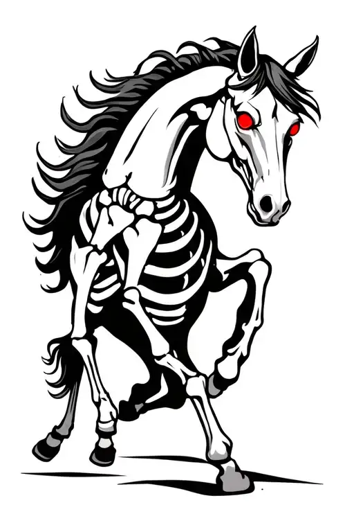Horse Skeleton With Glowing Angry Red Eyes Galloping