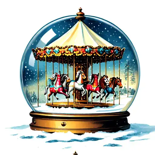 Carousel Inside A Snow Globe