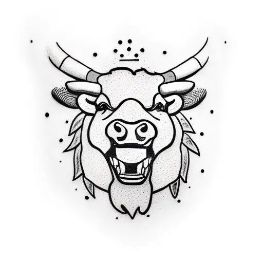 Realistic Bull Head With A Croocked Smile And Old Style Tuxedo