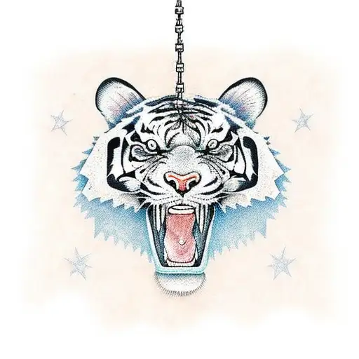 Tiger Head With Chains Around It