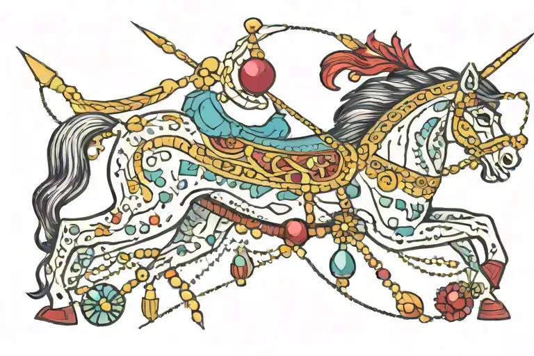 A Tattoo Design Showcasing A Sagittarius Archer Made Of Gemstones And Beads