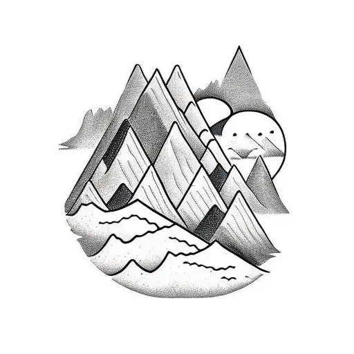 3 Mountains And A Moon In One Line