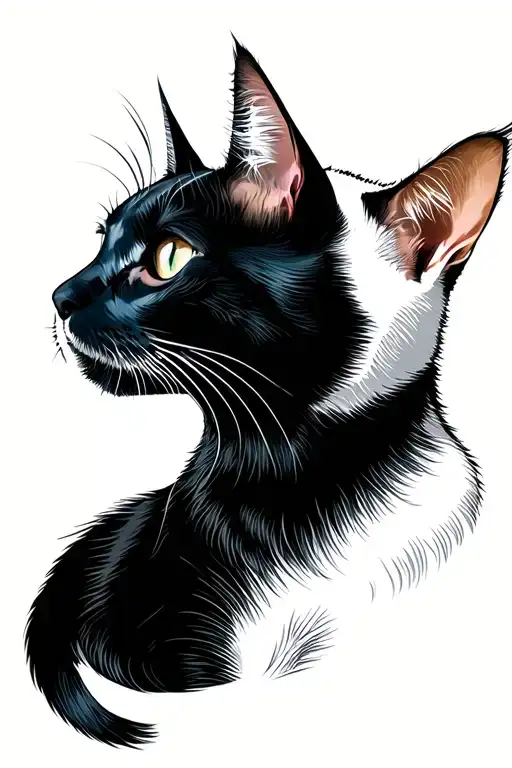 1 Ginger And White Cat And One Black Cat Faces