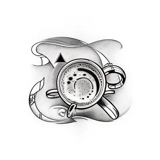 A Coffee Mug Filled With Musical Symbols And Architectural Sketches