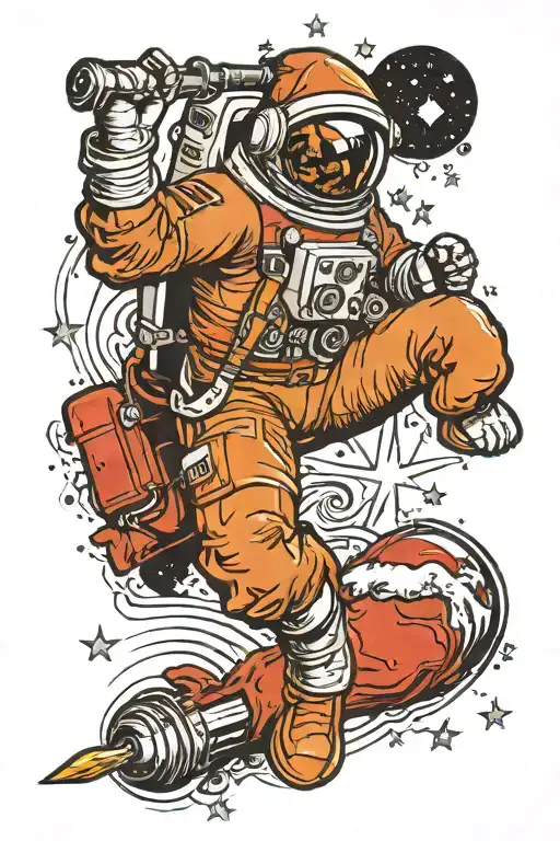 Astronaut Fighting Santa