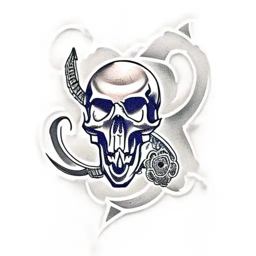 Soldier Silhouette With Memento Mori Skull