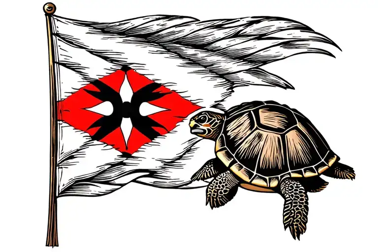 Aboriginal Flag And Turtle