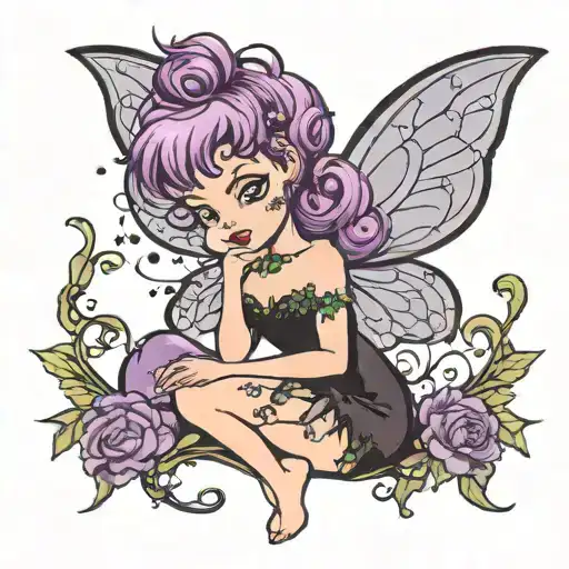 Gothic Tinkerbell With Purple Hair