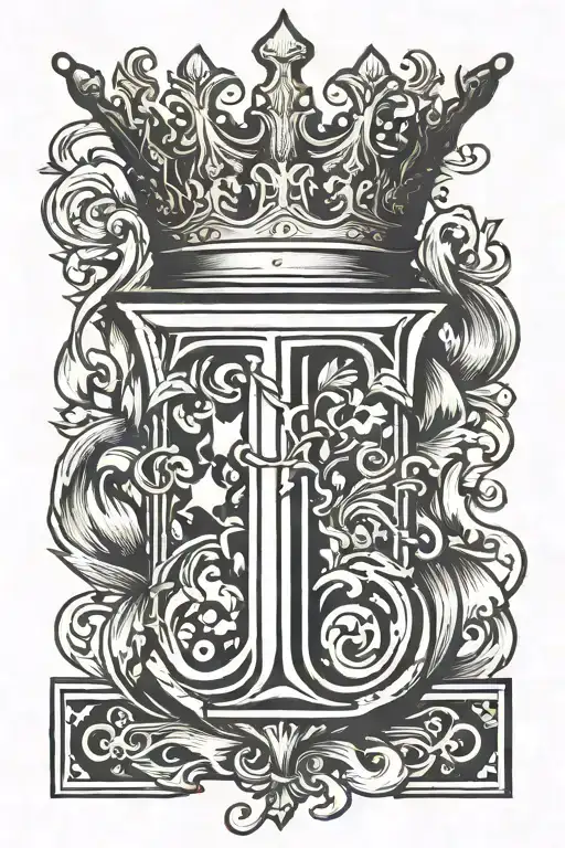 Letter T With Crown On Top