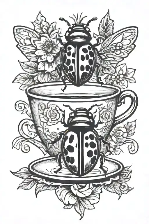 Cup Of Coffee And A Ladybug