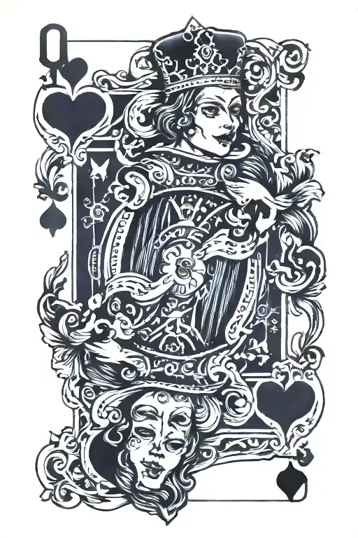 Skelton Queen Of Hearts Playing Card