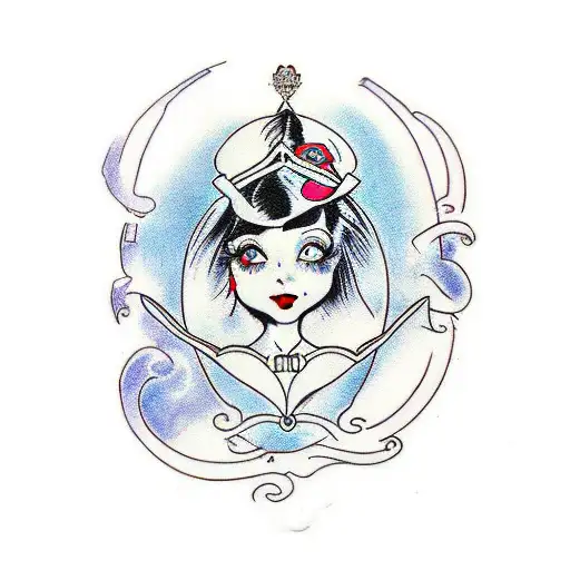 Alice In Wonderland With Dark Hair And Glasses