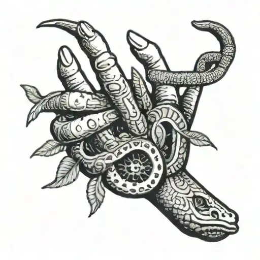 Hand With Snake Wrapped