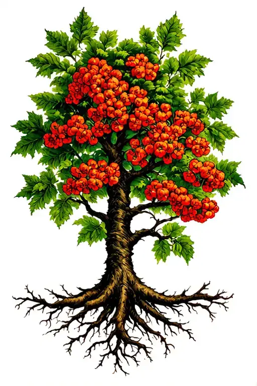 Gaelic Rowan Tree With Roots Extending