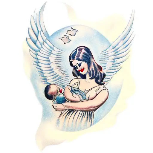 Mother Holding Baby With Wings