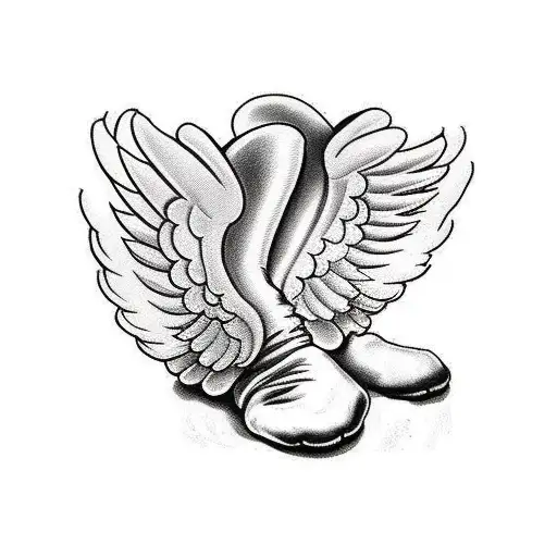 Baby Feet With Heart And Angel Wings