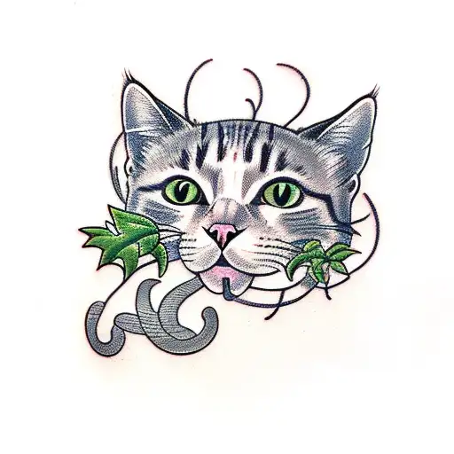 Cat Without Ears Surrounded By A Vine Cat