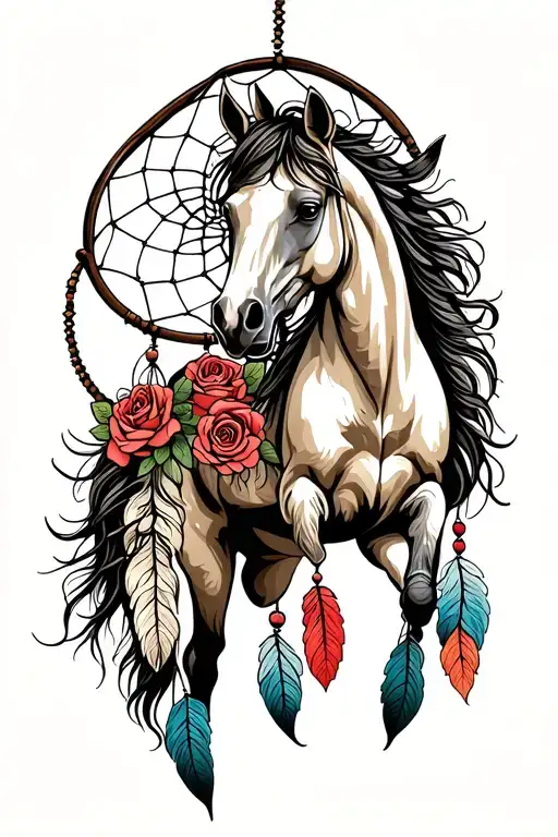 Horse Dream Catcher With Roses