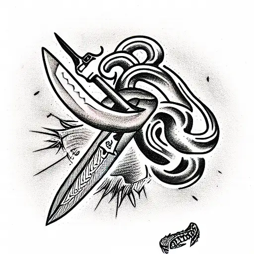 Knife Stabbing A Snake