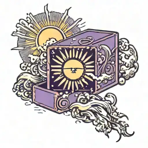 A Purple Tissue Box With A Sun At Dawn Behind It