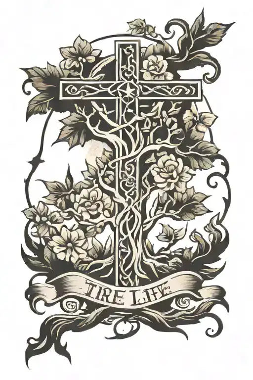 Cross Tree Of Life Intertwined