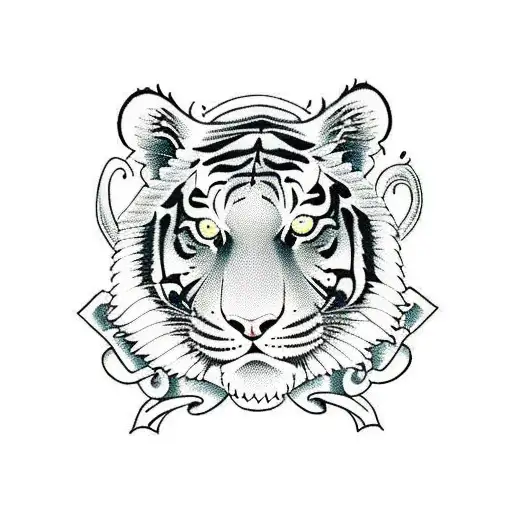 Tiger With Chinese Symbol Next To It