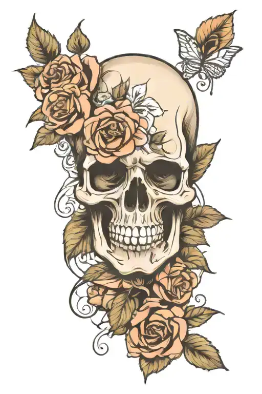 Skull Roses Girly Diamond Sleeve