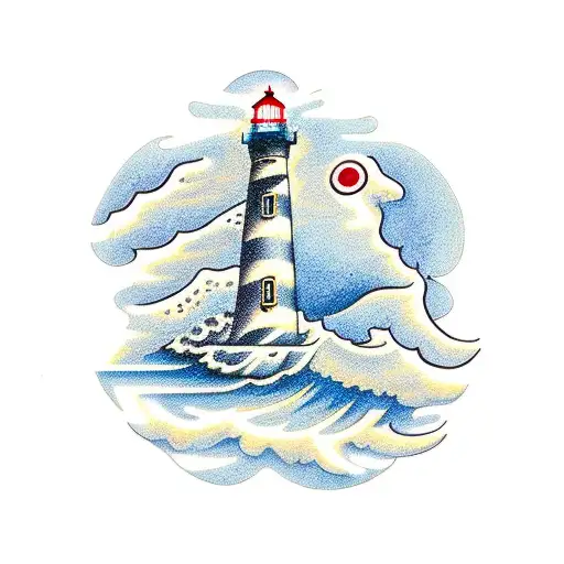 Lighthouse With Swirling Water