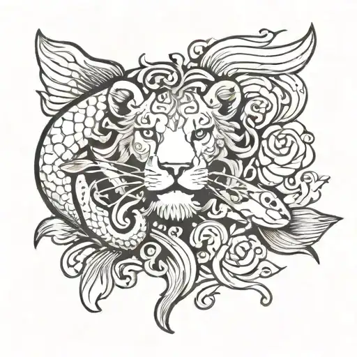 Pisces Fish With Leo Lion
