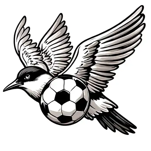 Swallow With A Soccer Ball And A Withered Wing Made