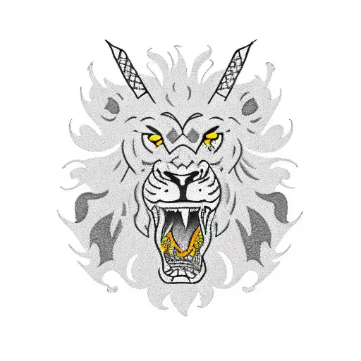 Rampant Lion In Black And Red In Style Of Phillips Exeter Academy