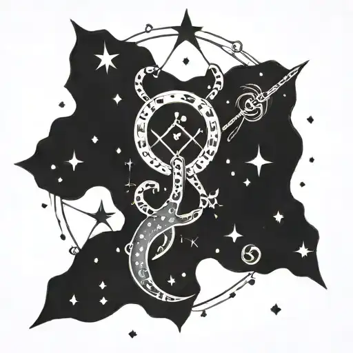 A Cancer Sign Intertwined With A Constellation Of Stars
