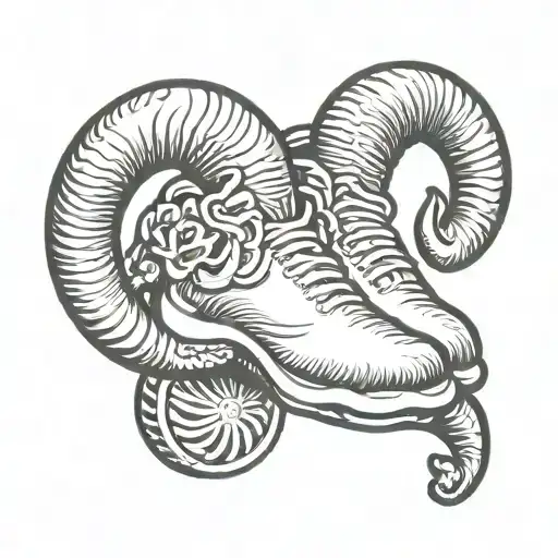 Baby Feet Either Side Of A Rams Head