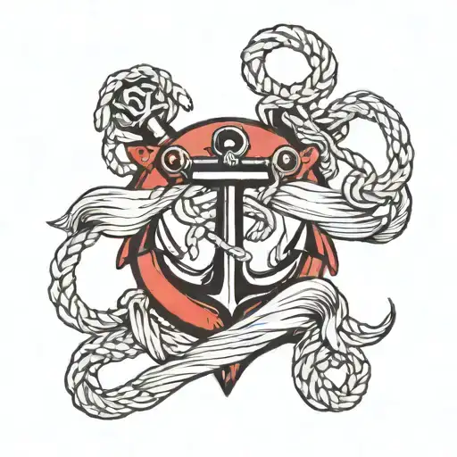 A Traditional Anchor With Children's Footprints Trailing Behind It