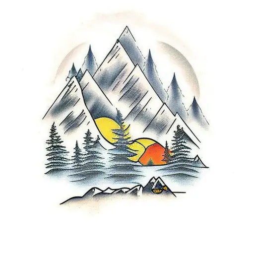 Mountain Scene With Wolves