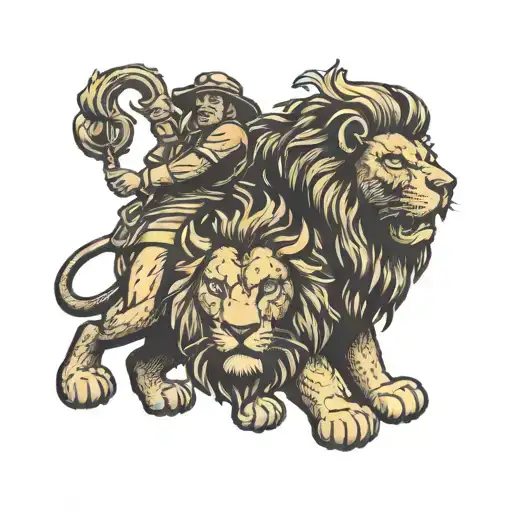 Firefighter And Lion