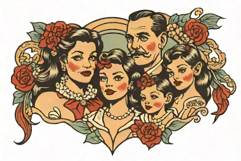 Family Dad Mom Two Daughters