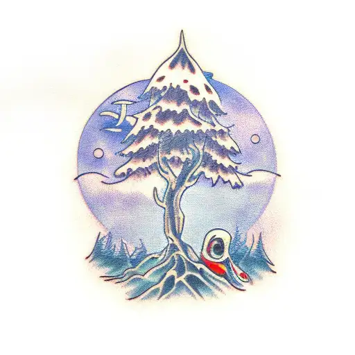 Ghost Peeking Behind Tree