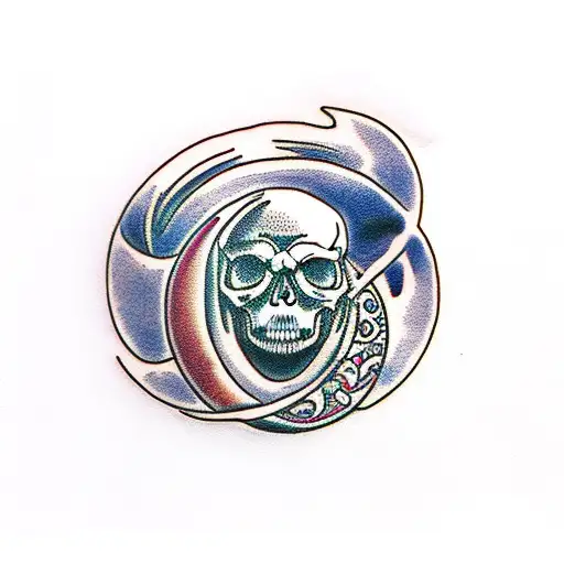 Skull In Crescent Moon