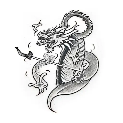 Dragon With Spear In Heart