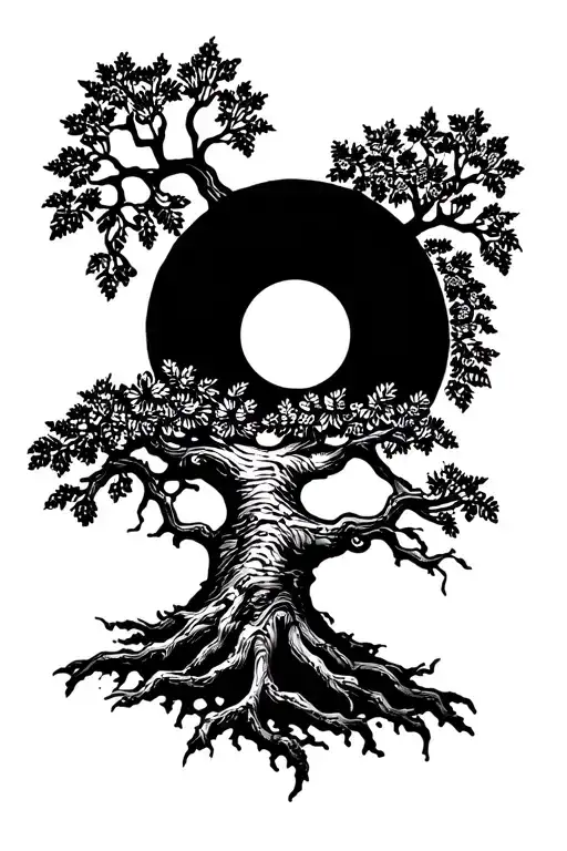 Tree Of Life With Sun Shining Behind