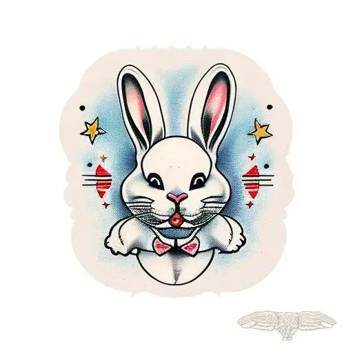 One White Bunny And One Black Bunny Sitting Back To Back