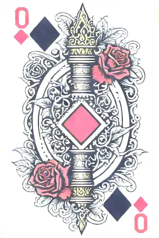 Jack Of Hearts Playing Card With 1 Single Rose And 11 Thorns Embedded