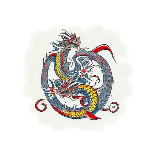 A Traditional Japanese Dragon With Anime-inspired Colors And Patterns