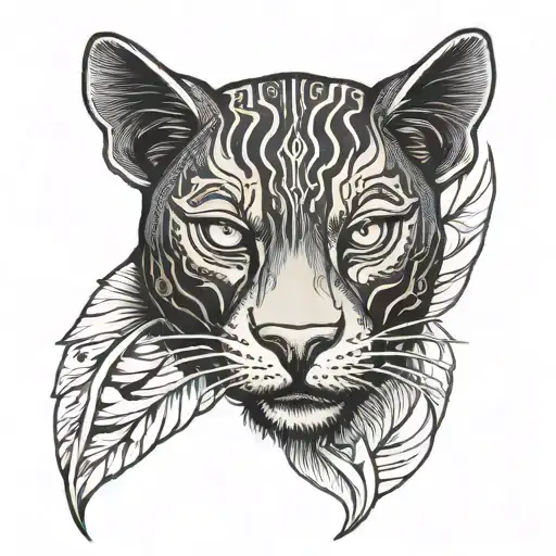 Black Panther Head With Moth Wings