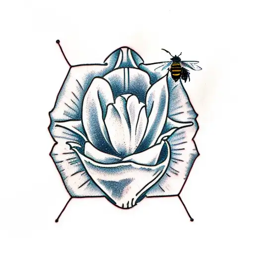 Closed Tulip With A Bee